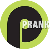 A green and black logo for prank.