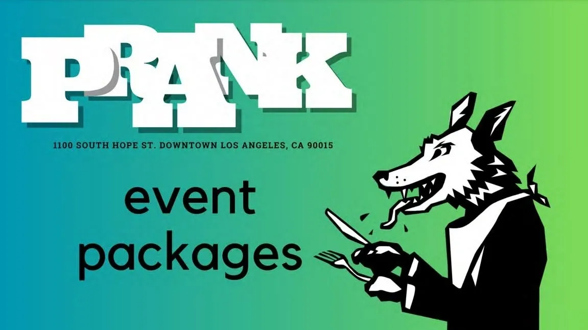 A green and white graphic with the word " prank ".